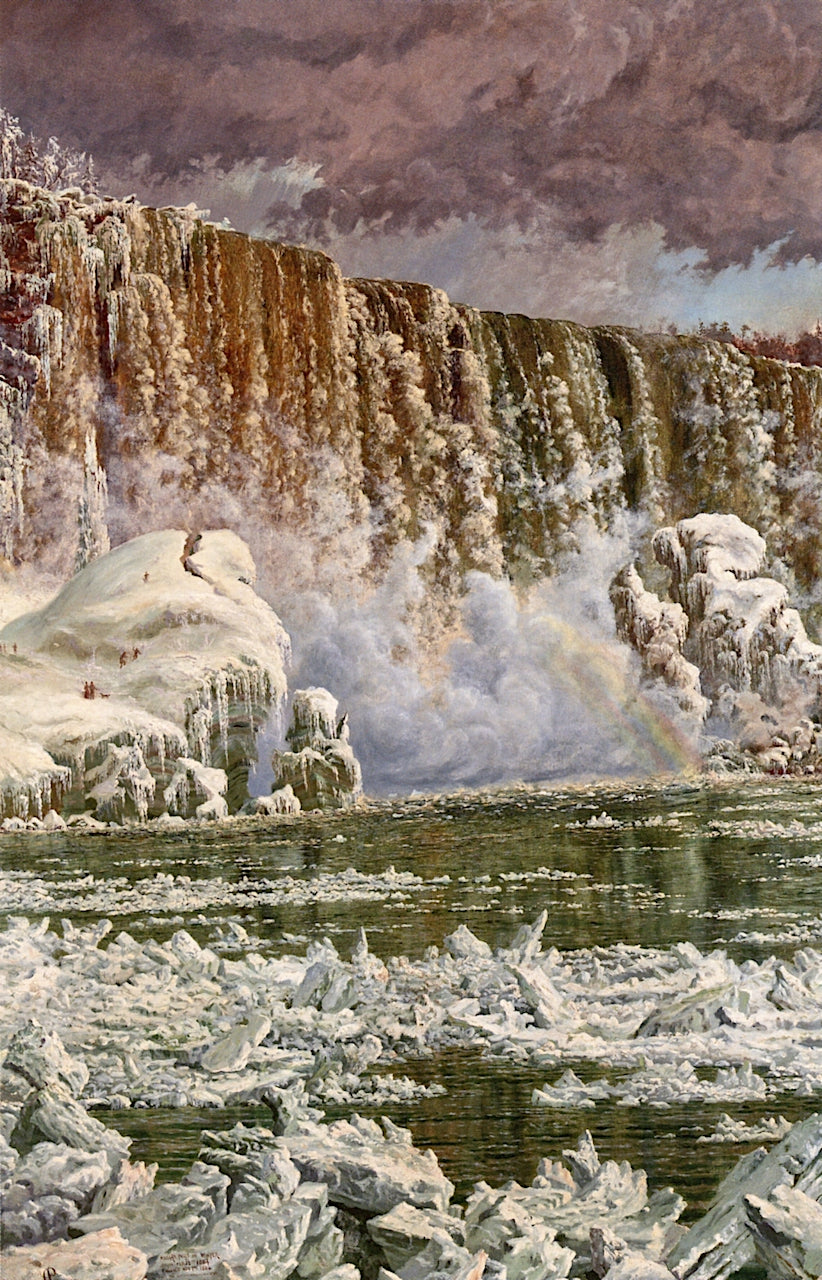 Niagara Falls in Winter, vintage artwork by Peter Caldeon Cameron, 12x8" (A4) Poster