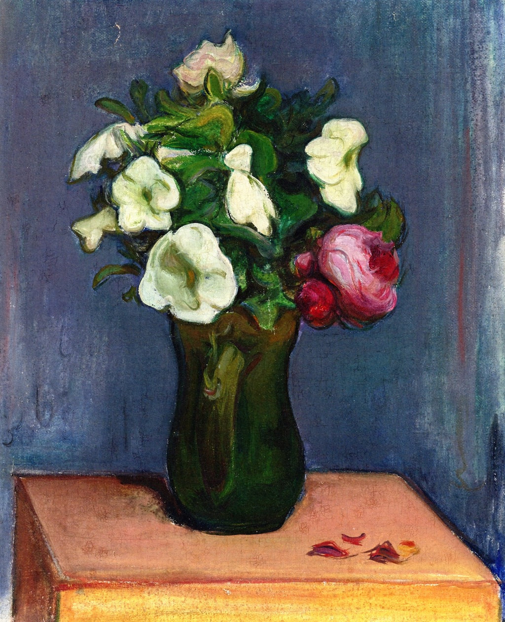 Pitcher of White Flowers and a Rose by Wladyslaw Slewinski,A3(16x12")Poster