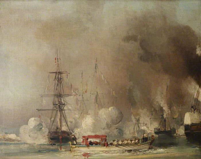 The Departure from Treport of Queen Victoria, 7 September 1843, vintage artwork by Eugène Isabey, A3 (16x12