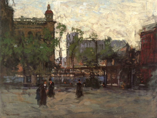 Early Evening, Empire Park, New York, vintage artwork by Paul Cornoyer, 12x8" (A4) Poster