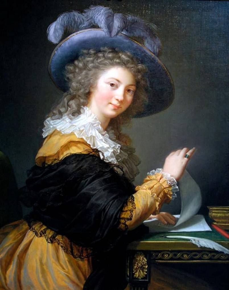 Lady Folding a Letter, vintage artwork by Élisabeth Vigee-Lebrun, 12x8" (A4) Poster