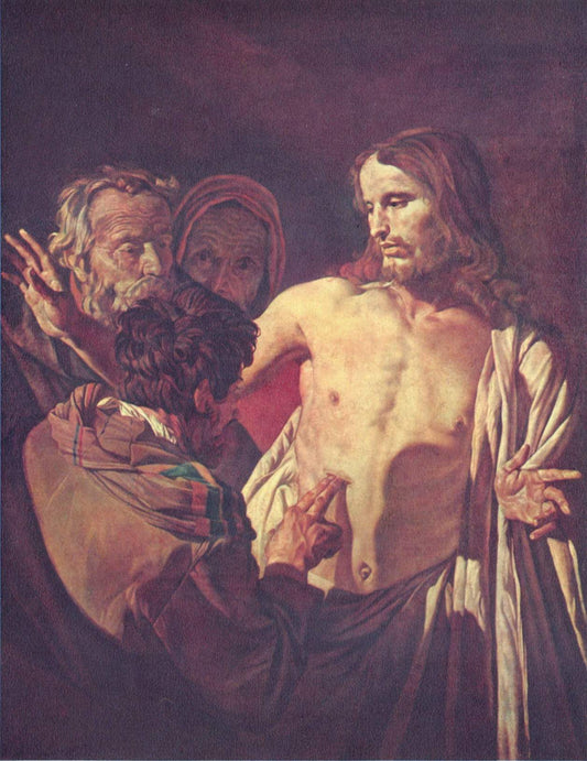 The Doubtful Thomas, vintage artwork by Gerard van Honthorst, 12x8" (A4) Poster