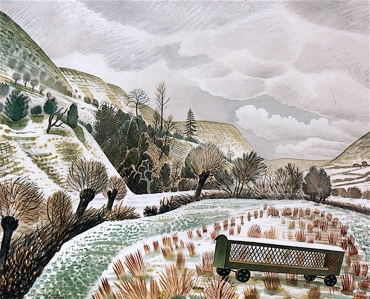 New Year Snow, vintage artwork by Eric Ravilious, 12x8" (A4) Poster