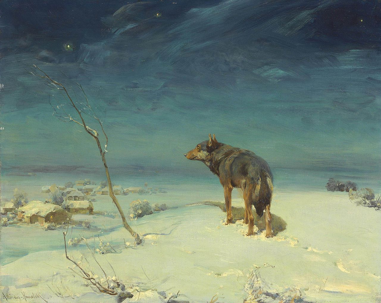 The Lone Wolf, vintage artwork by Alfred von Wierusz-Kowalski, 12x8" (A4) Poster