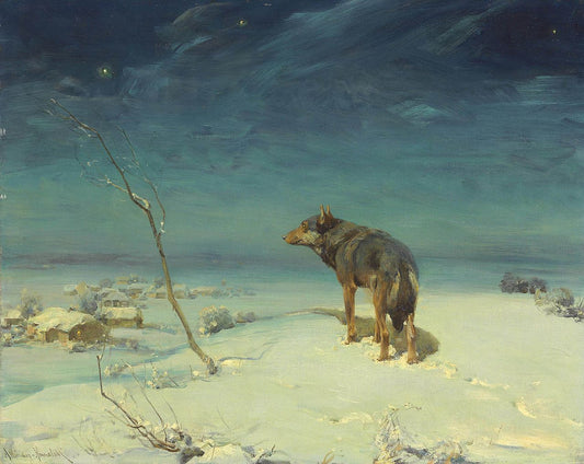 The Lone Wolf, vintage artwork by Alfred von Wierusz-Kowalski, 12x8" (A4) Poster