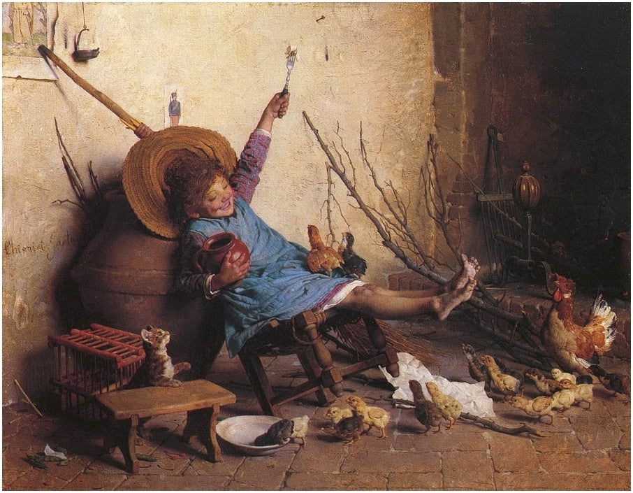 The Last Forkful, vintage artwork by Gaetano Chierici, 12x8" (A4) Poster