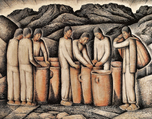 Jarras, vintage artwork by Alfredo Ramos Martinez, 12x8" (A4) Poster