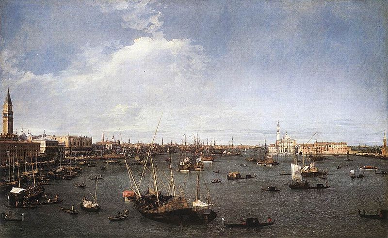 Bacino di San Marco, vintage artwork by Canaletto, 12x8" (A4) Poster