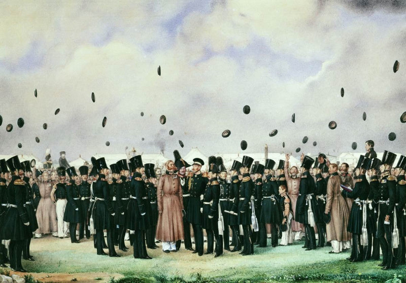 Grand Duke Mikhail Pavlovich Visiting the Camp of the Finland Regiment of Imperial Guards on July 8, 1837, vintage artwork by Pavel Fedotov, A3 (16x12") Poster Print