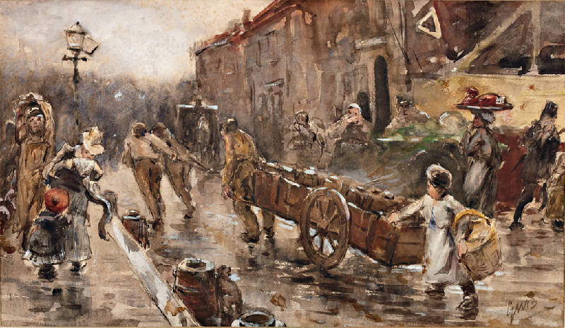Boldootkar te Amsterdam, vintage artwork by George Hendrik Breitner, 12x8" (A4) Poster
