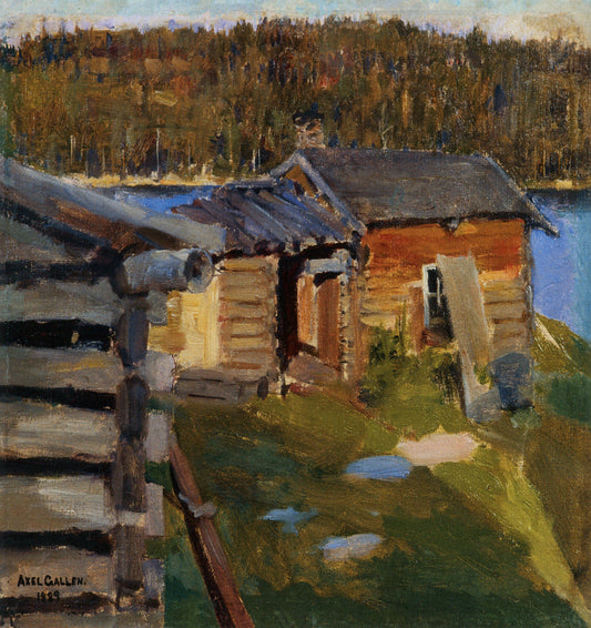 The Ekola Croft in Evening Sunlight, vintage artwork by Akseli Gallen-Kallela, 12x8" (A4) Poster