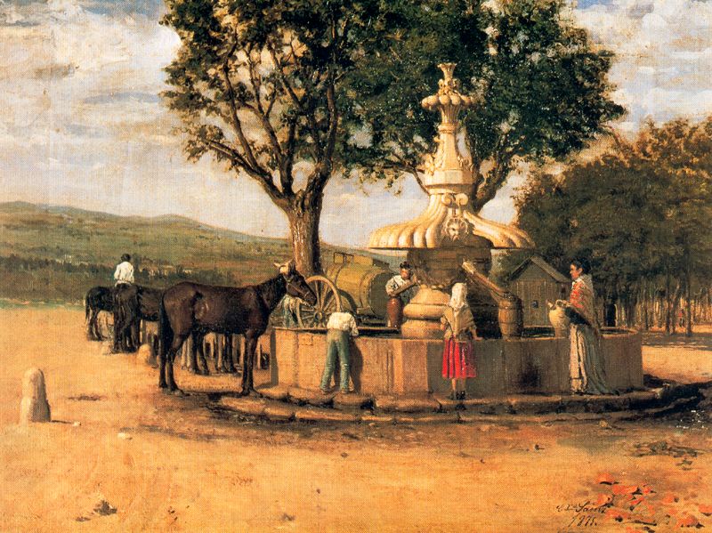 The Well in Madrid, vintage artwork by Casimiro Sainz y Saiz, 12x8" (A4) Poster