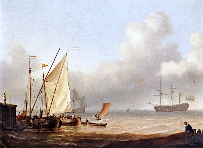 Barges in a Jetty, vintage artwork by Hermanus Koekkoek The Elder, A3 (16x12") Poster Print
