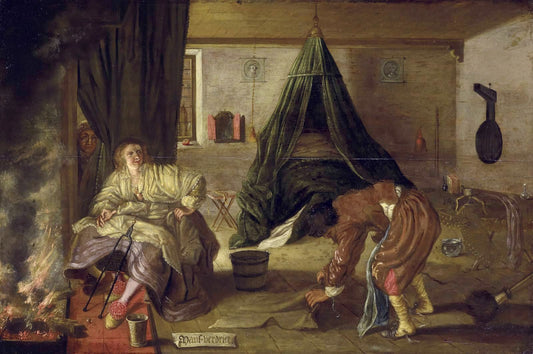 Man's Grief (from 'Tafereel van de Belacchende Werelt'), vintage artwork by Adriaen van de Venne, 12x8" (A4) Poster