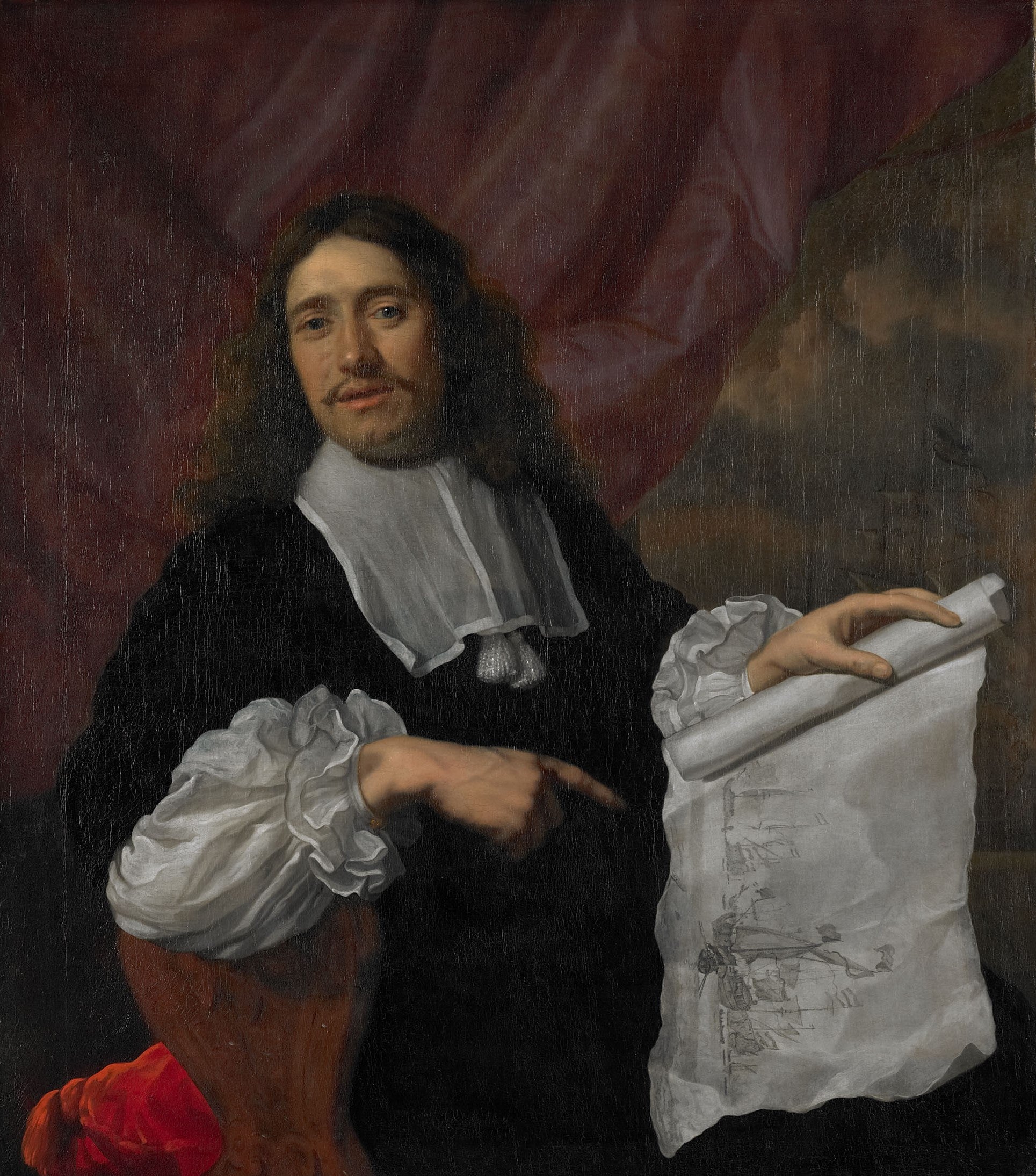 Willem van de Velde II (1633-1707), Painter, vintage artwork by Lodewijk van der Helst, 12x8" (A4) Poster