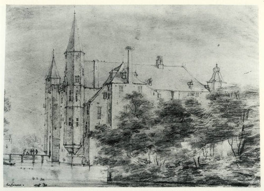 lot Zuylen in Oud Zuylen Utrecht, vintage artwork by Roelant Roghman, 12x8" (A4) Poster