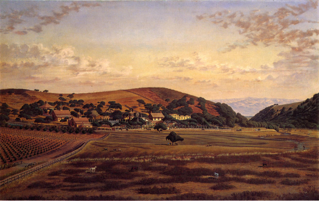 Ralston Hall and its Grounds, San Mateo County, vintage artwork by Joseph Lee, 12x8" (A4) Poster