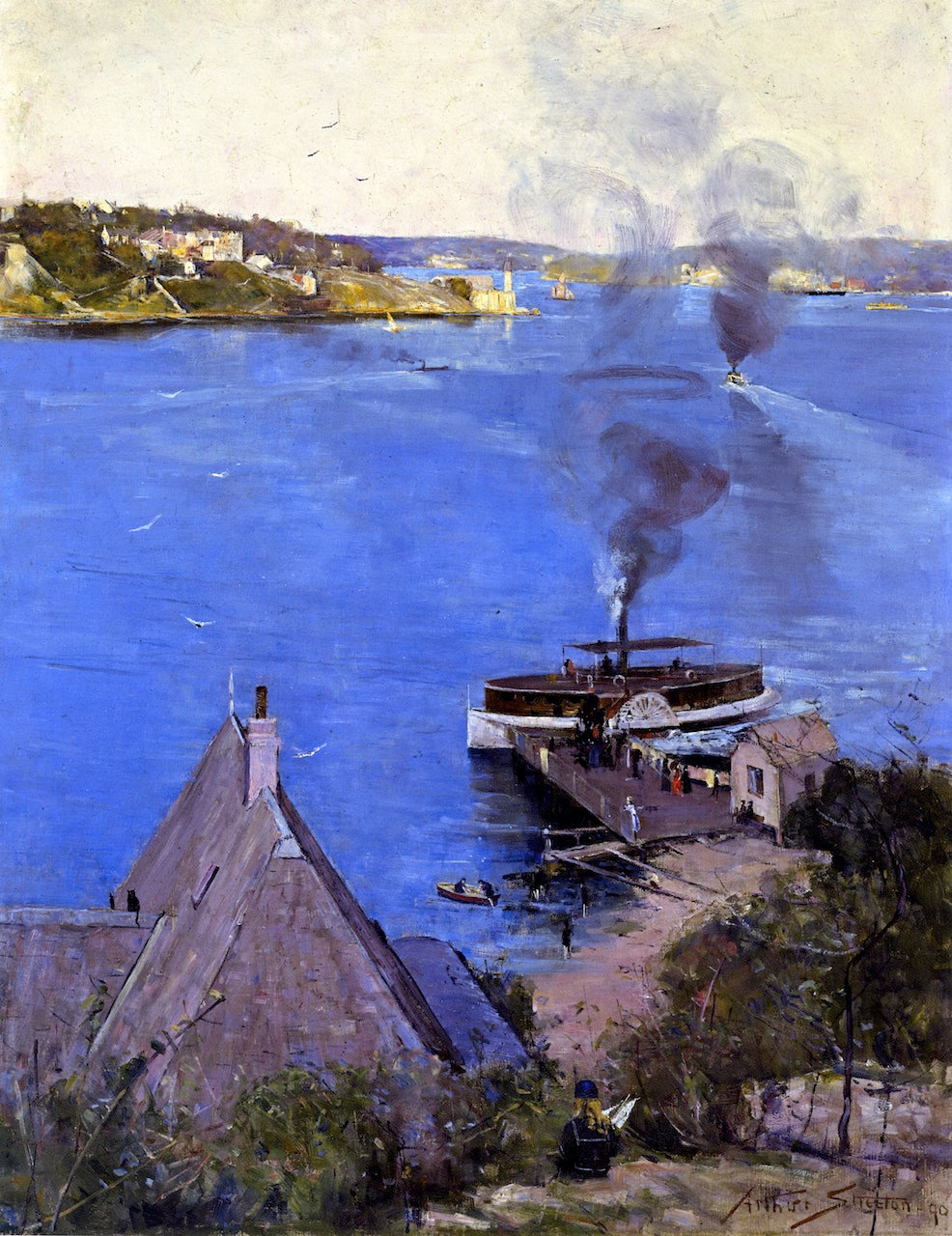 From McMahon's Point - Fare One Penny, vintage artwork by Sir Arthur Streeton, 12x8" (A4) Poster
