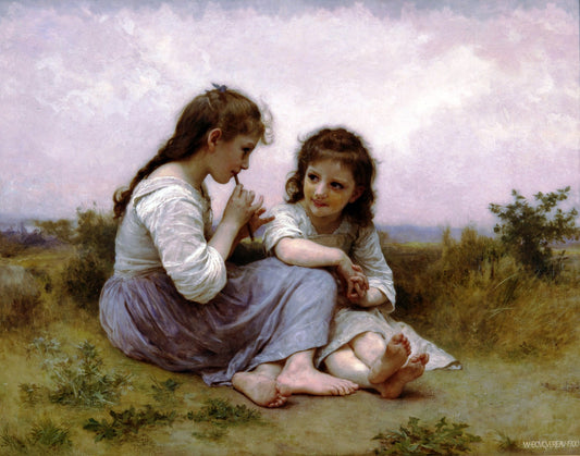 A Childhood Idyll, vintage artwork by William Bouguereau, 12x8" (A4) Poster