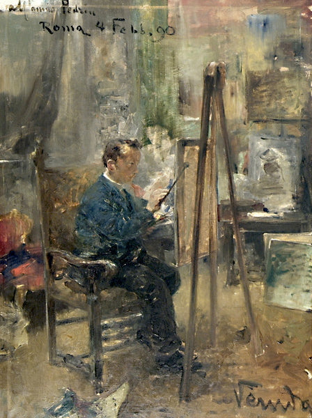 Self-Portrait in the Studio by Umberto Veruda,A3(16x12")Poster