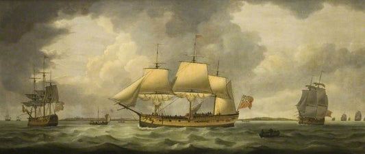 The Duke William, Homeward Bound off the Entrance to the River Thames, vintage artwork by Thomas Luny, 12x8" (A4) Poster