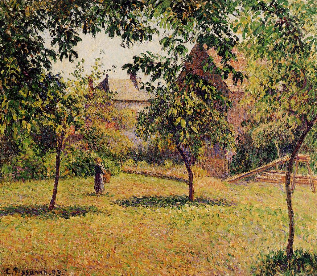 The Barn, Morning, Eragny, vintage artwork by Camille Pissarro, 12x8" (A4) Poster