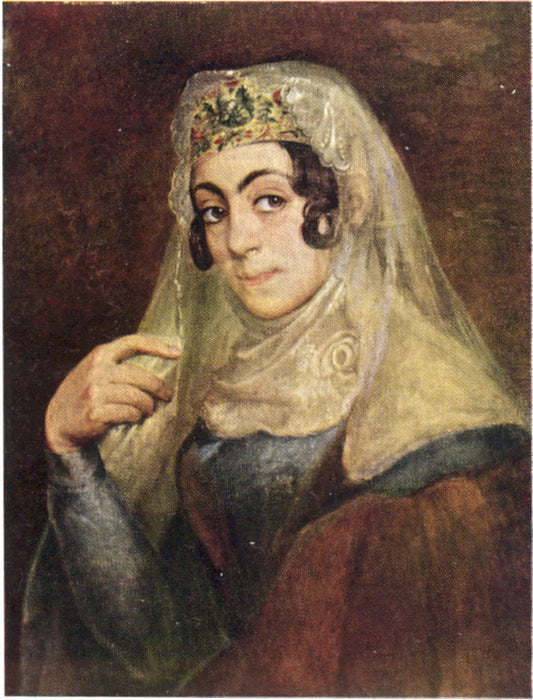 A portrait of a Georgian woman, vintage artwork by Vasily Tropinin, 12x8" (A4) Poster