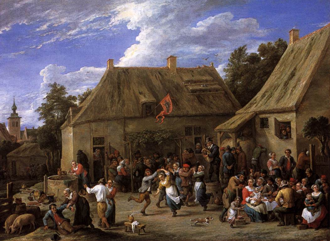Country Kermis, vintage artwork by David Teniers (II), 12x8" (A4) Poster