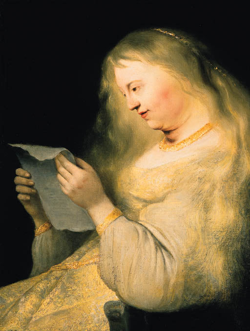 Bathsheba Reading King David's Letter, vintage artwork by Jan Lievens, 12x8" (A4) Poster