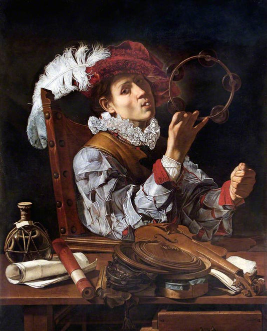 A Conjurer, vintage artwork by Cecco del Caravaggio, 12x8" (A4) Poster