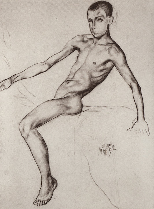 Boy Riding a Horse by Kuzma Petrov-Vodkin,16x12(A3) Poster