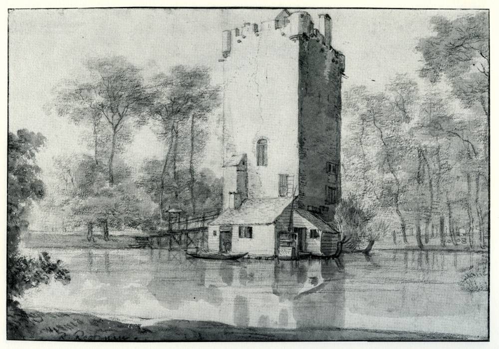 Huis te Vleuten in Vleuten, vintage artwork by Roelant Roghman, 12x8" (A4) Poster