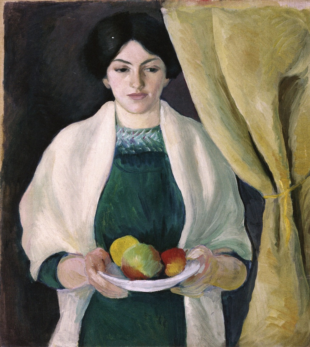 Portrait with Apples: The Artists Wife, vintage artwork by August Macke, 12x8" (A4) Poster