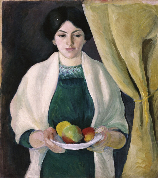 Portrait with Apples: The Artists Wife, vintage artwork by August Macke, 12x8" (A4) Poster