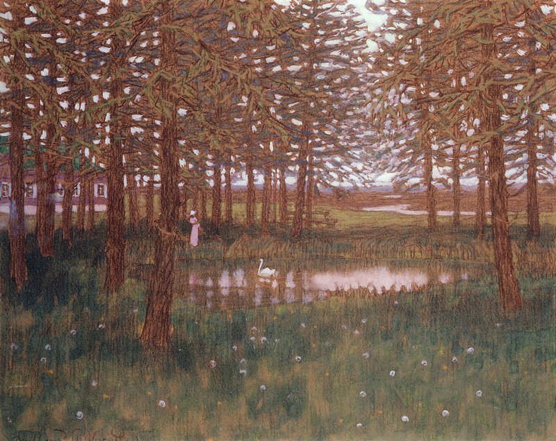 Larch Trees, vintage artwork by Apollinari Vasnetsov, 12x8" (A4) Poster