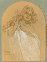 Allegory of Spring, vintage artwork by Alfons Mucha, 12x8" (A4) Poster