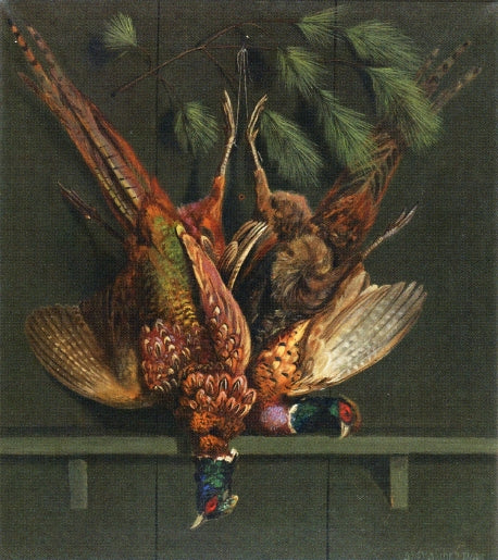 Hanging Pheasants, vintage artwork by Alexander Pope, 12x8" (A4) Poster