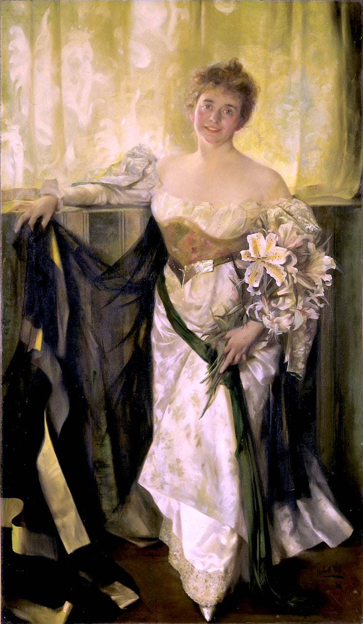 Alice Barney in White Satin, vintage artwork by Hubert Vos, 12x8" (A4) Poster
