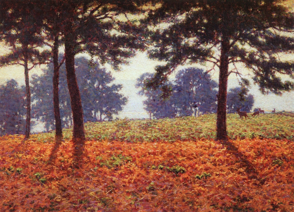Evening Shadows, Stockgrove Estate, Leighton Buzzard, vintage artwork by Wynford Dewhurst, 12x8" (A4) Poster