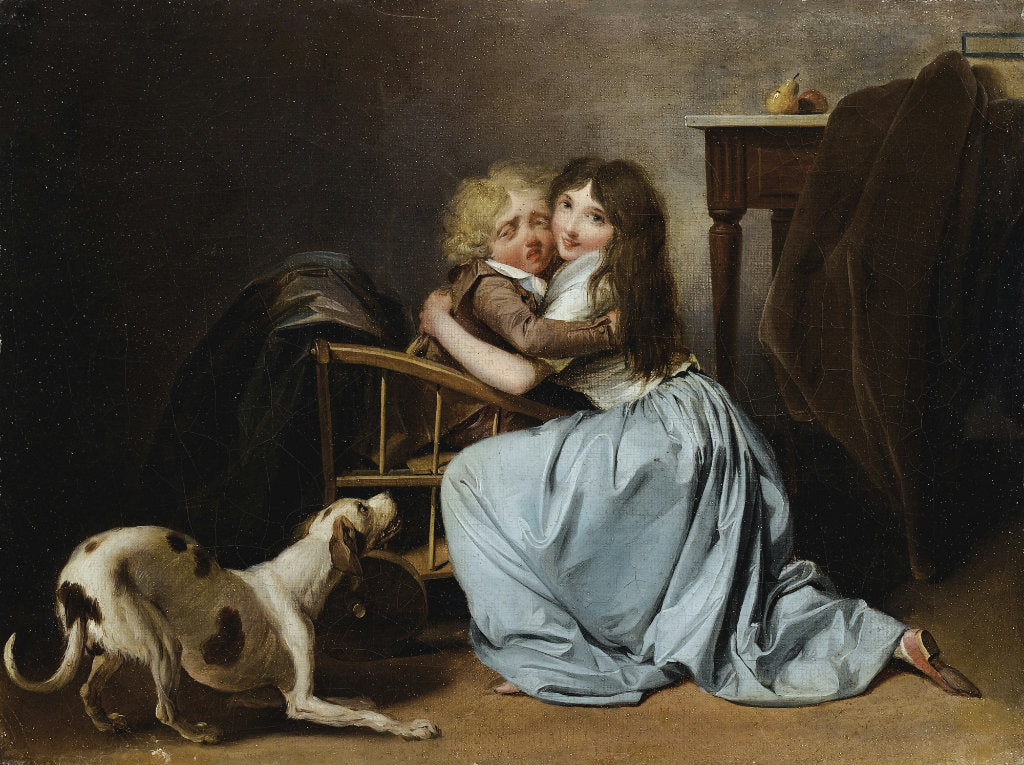 La crainte mal fondee, vintage artwork by Louis-Leopold Boilly, 12x8" (A4) Poster