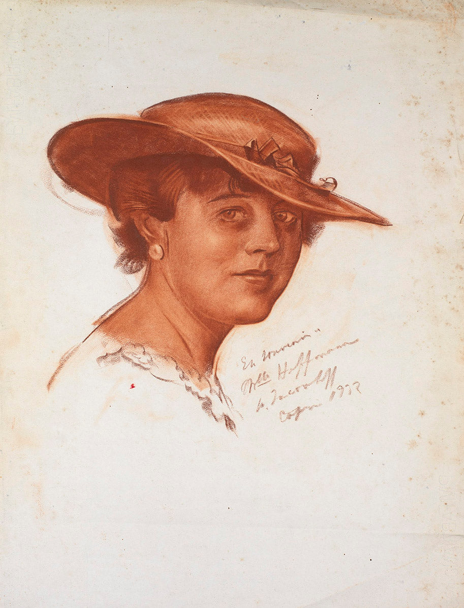 Portrait of Mrs Hoffman in a Hat, vintage artwork by Alexander Evgenievich Yakovlev, 12x8" (A4) Poster
