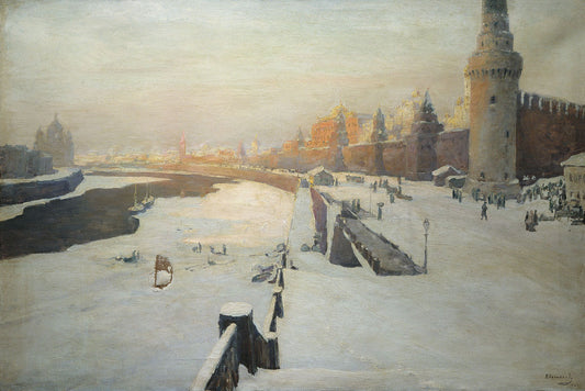Winter in Moscow, vintage artwork by Ivan Kalmykov, 12x8" (A4) Poster