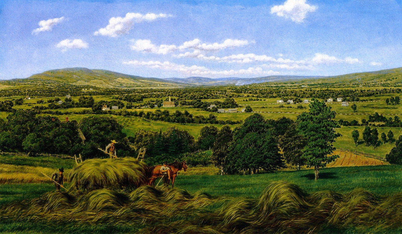 Harvesting the Hay, Sussex, N. B., vintage artwork by William George Richardson Hind, 12x8" (A4) Poster