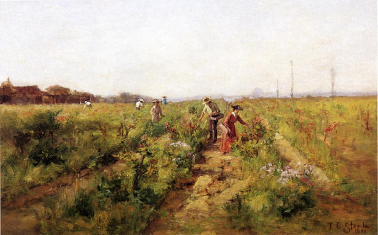 In the Berry Field, vintage artwork by Theodore Clement Steele, 12x8" (A4) Poster