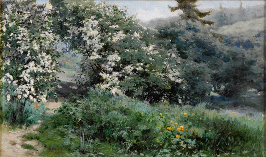Fruit Trees in Bloom, vintage artwork by Georgy Yartsev, 12x8" (A4) Poster