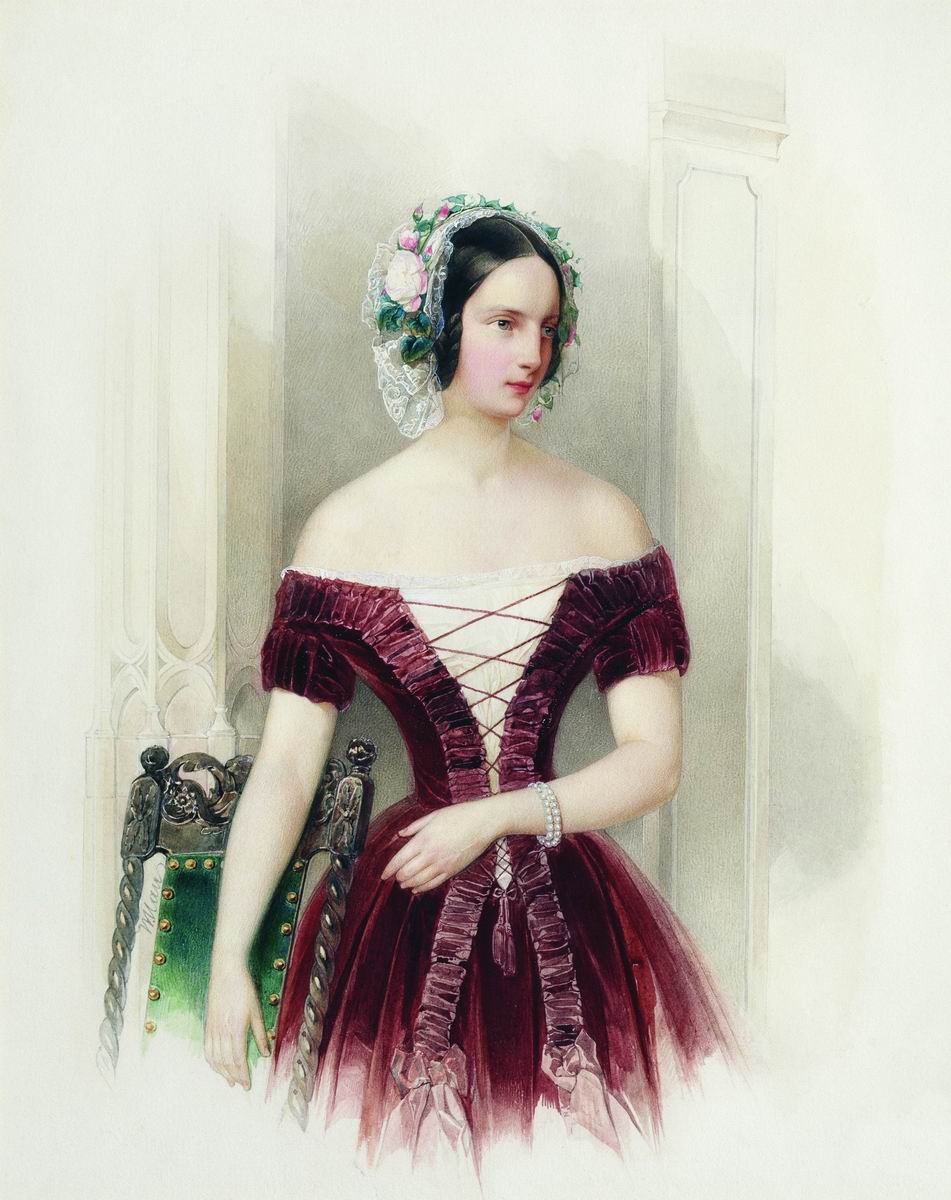 Portrait of a Grand Duchess Alexandra, vintage artwork by Vladimir Hau, A3 (16x12") Poster Print