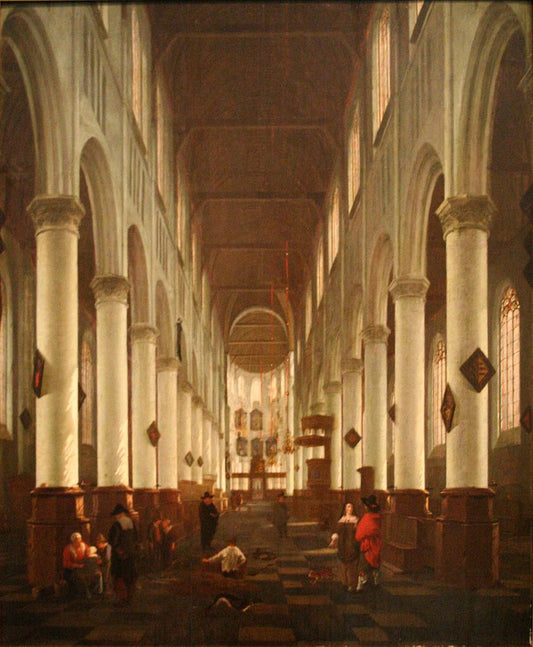 Church in Delft, vintage artwork by Hendrick Cornelisz van Vliet, 12x8" (A4) Poster