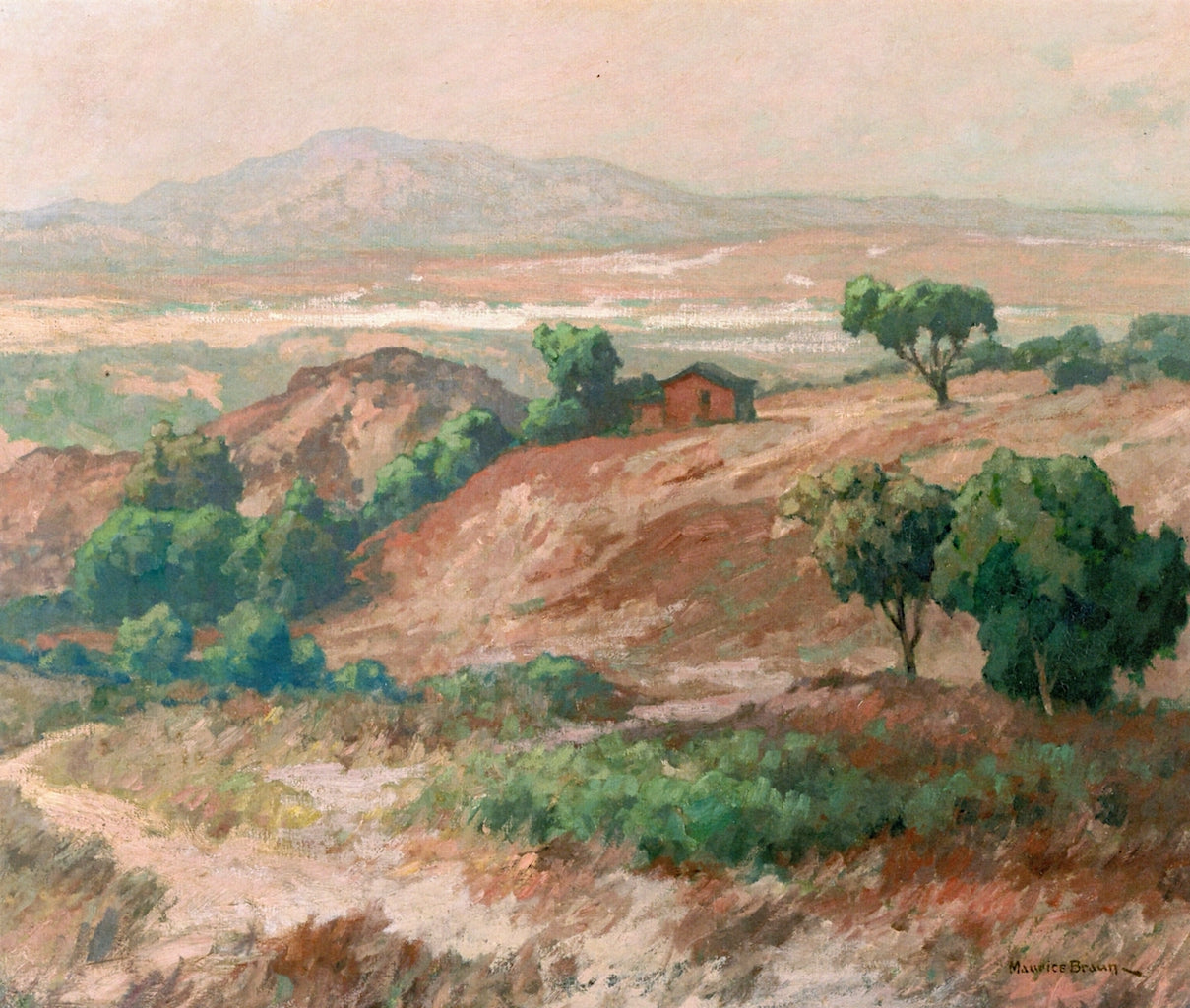 Hills of San Diego, vintage artwork by Maurice Braun, 12x8" (A4) Poster