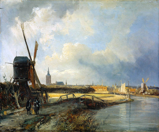 Study for View on Den Haag, vintage artwork by Cornelis Springer, A3 (16x12") Poster Print