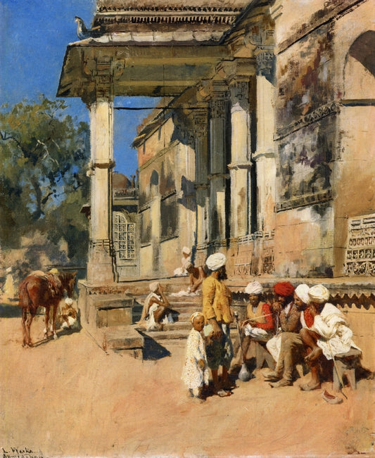 Portico of a Mosque, Ahmedabad, vintage artwork by Edwin Lord Weeks, 12x8" (A4) Poster